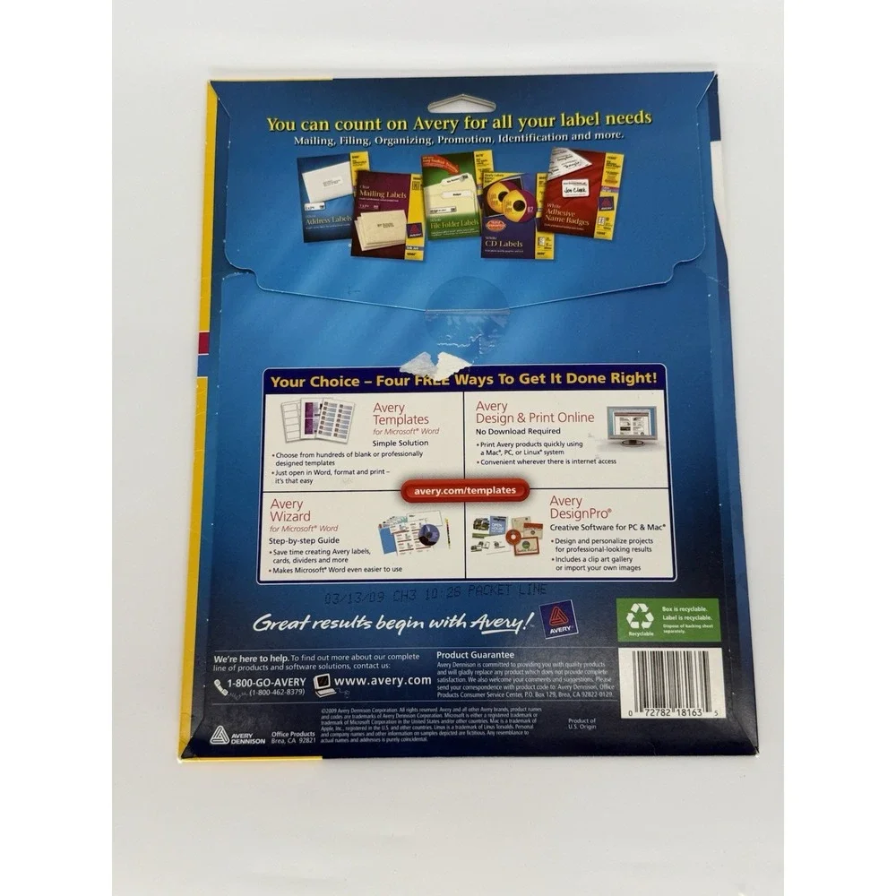 Avery Easy Peel‎ Lot Of 5 Mailing Address Labels Laser 5262-8660-18163-8162 New